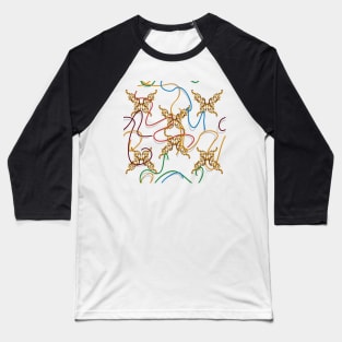 Gold butterfly, colorful ribbons Baseball T-Shirt